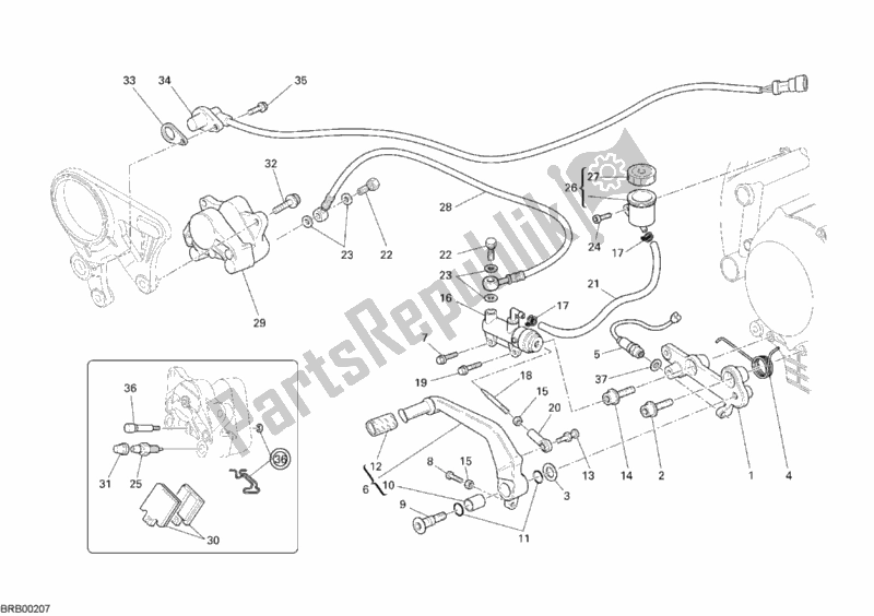 Wszystkie części do Tylny Uk? Ad Hamulcowy Ducati Superbike 1098 S USA 2008